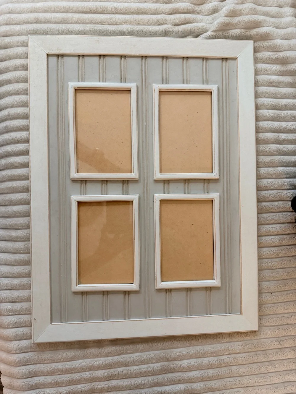 Eddie Bauer Four-Opening Wood Photo Frame in White and Cream